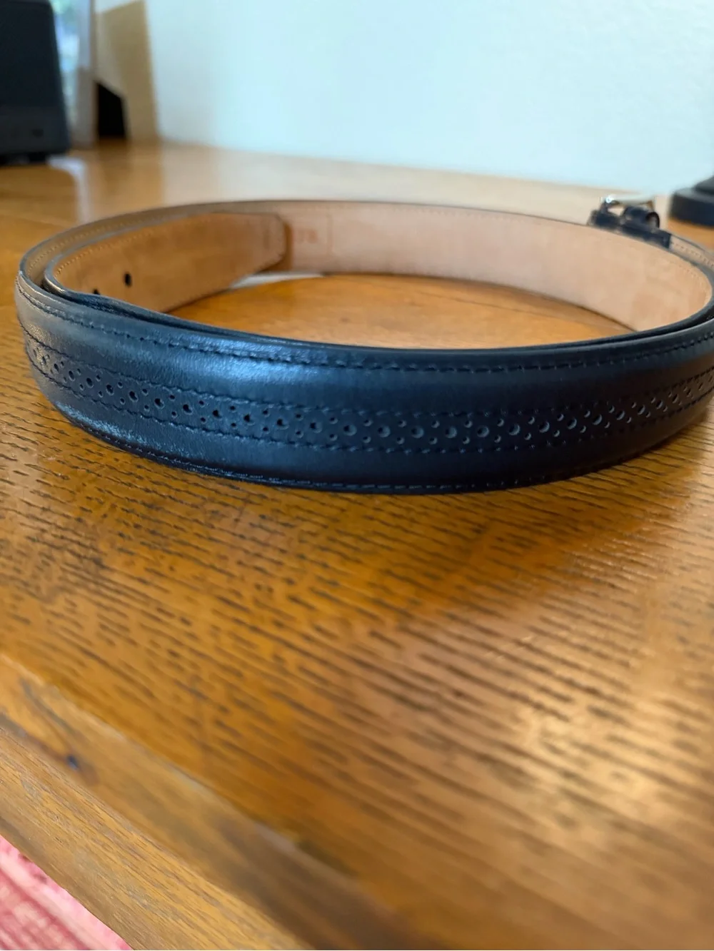 Allen Edmonds State Street European Calfskin Black Leather Dress Belt Men's 42